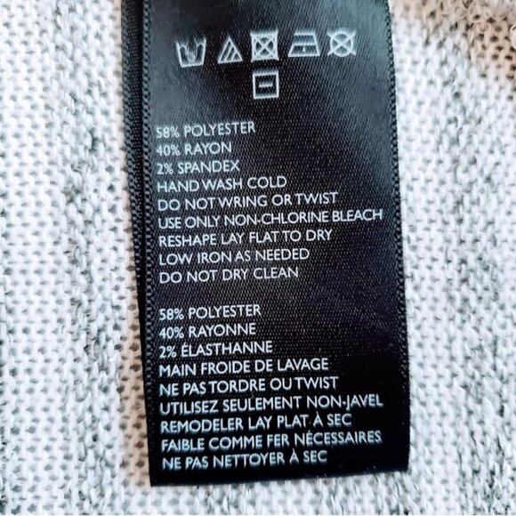 ANTHROPOLOGIE / SPARKLE & FADE Sweater, Gray White Striped Boho Pocket, M - Picture 8 of 12